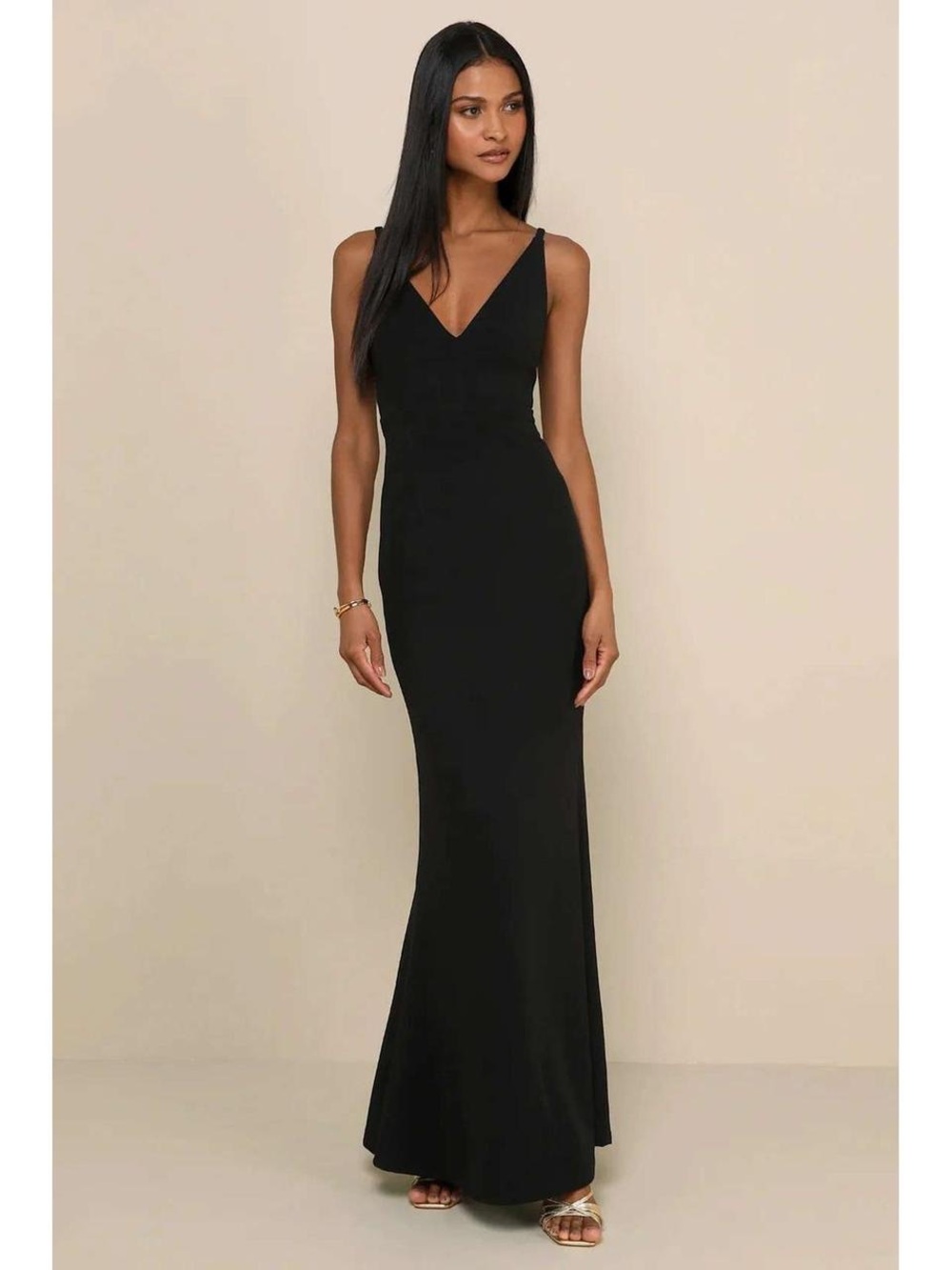 Lulu's Black V‑Neck Spaghetti‑Strap Maxi Dress | NWT | Small